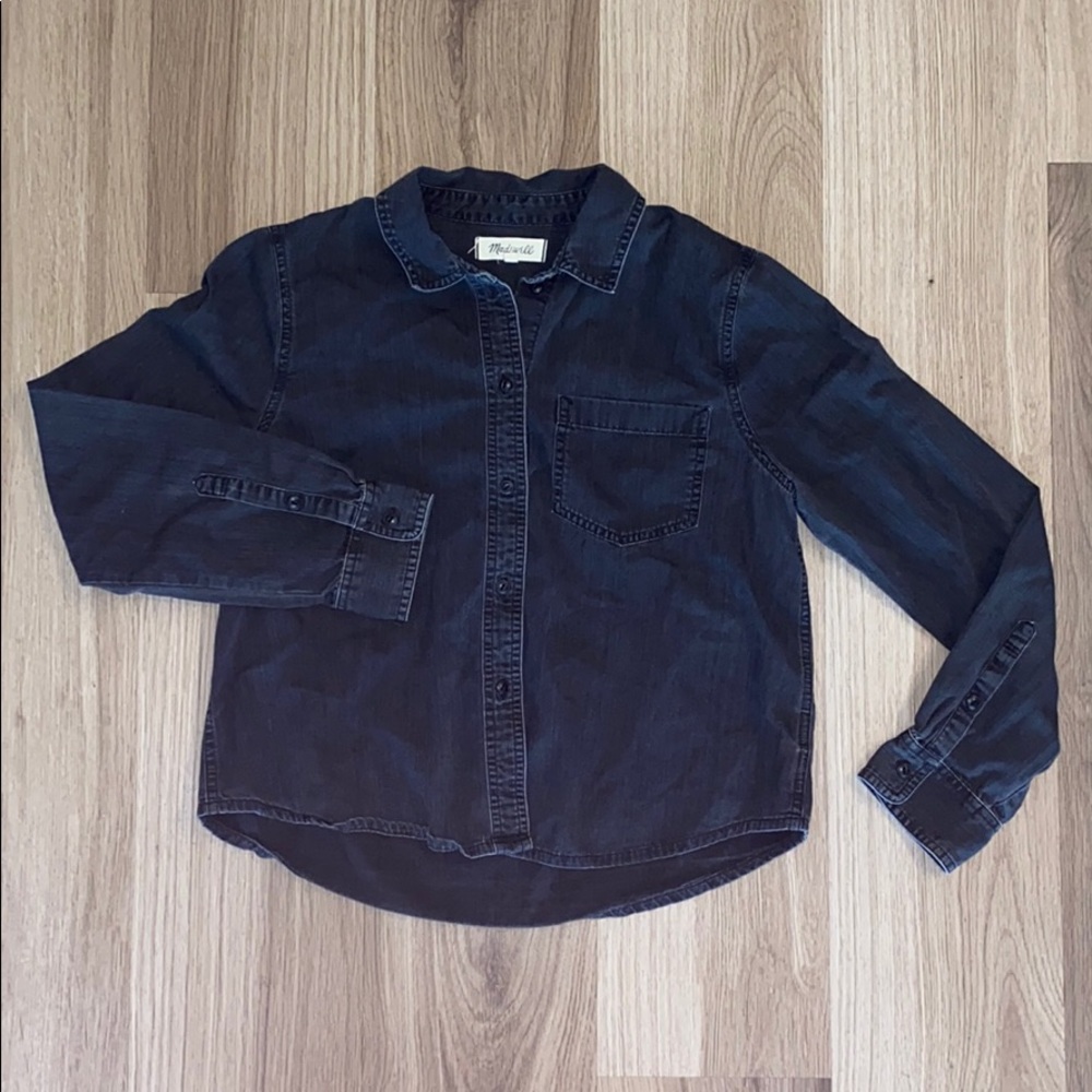 Madewell Washed Black Button Up - Medium